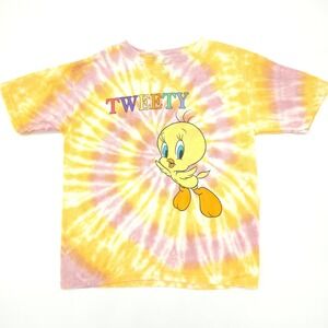 Looney Tunes T-Shirt Kids Yellow Pink Tie Dye Tweety Bird Graphic Tee 6X